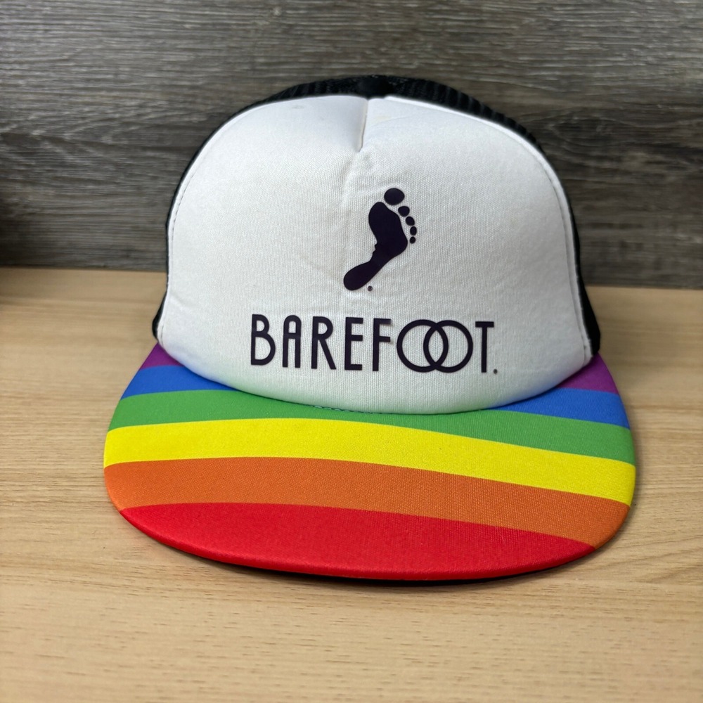 Barefoot Hat Cap Snap Back Womens Trucker Wine Rainbow‎ Brim Adjustable